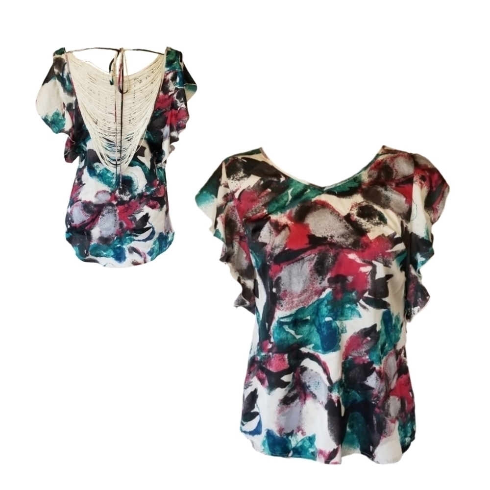 Vintage Rare Silky Back-Tassle Blouse